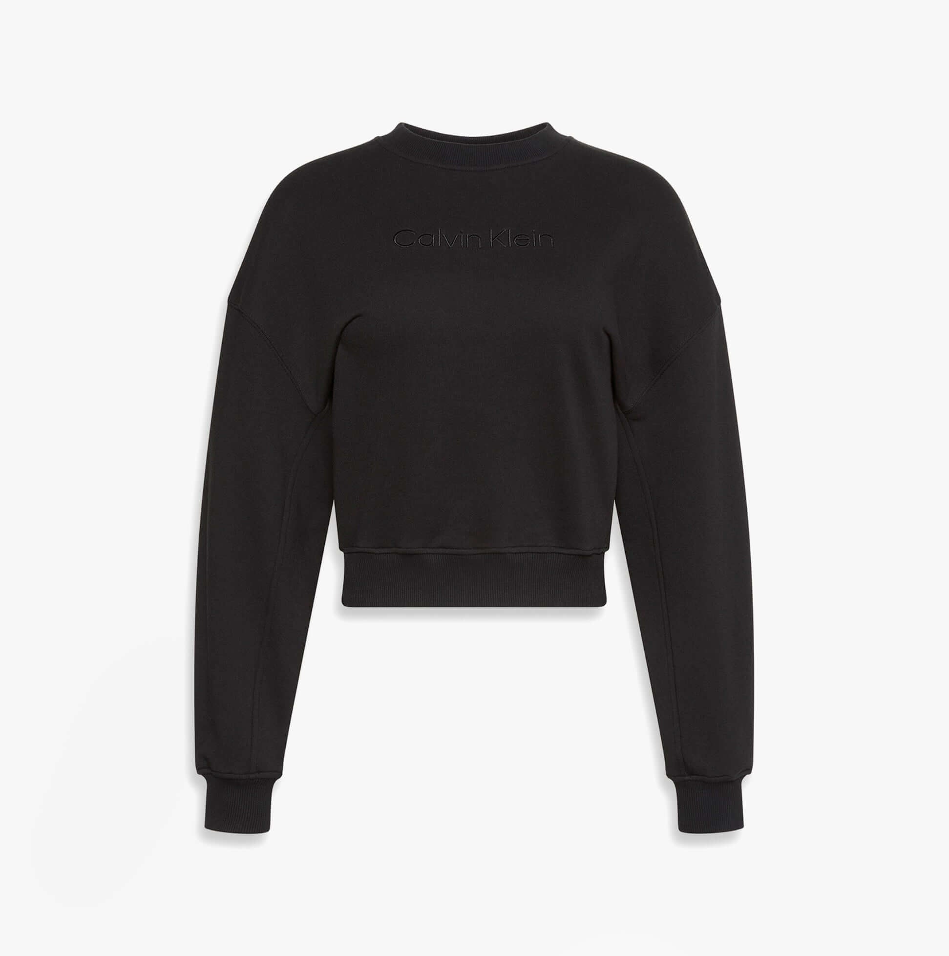 Calvin Klein Womens Long Sleeve Pyjama Top Black front view showcasing stylish design and comfortable fit.