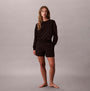 Calvin Klein Womens Long Sleeve Pyjama Top Black front view showcasing a stylish, comfortable design in soft fabric.