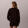 Calvin Klein Womens Long Sleeve Pyjama Top Black back view, showcasing the relaxed fit and casual style.