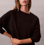Calvin Klein Womens Long Sleeve Pyjama Top Black front view showing soft fabric and relaxed fit design.