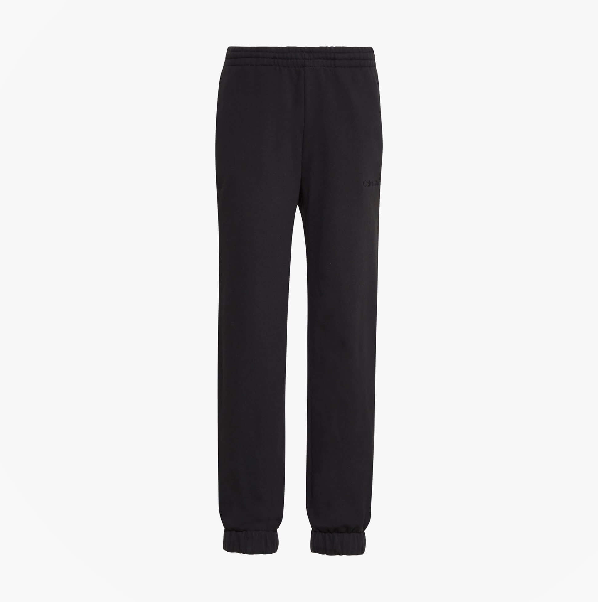 Calvin Klein JOGGER Womens Black front view showing stylish black joggers with elastic cuffs and logo detail.