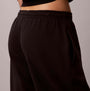 Calvin Klein JOGGER Womens Black side view of joggers showcasing elastic waistband and pocket detail.