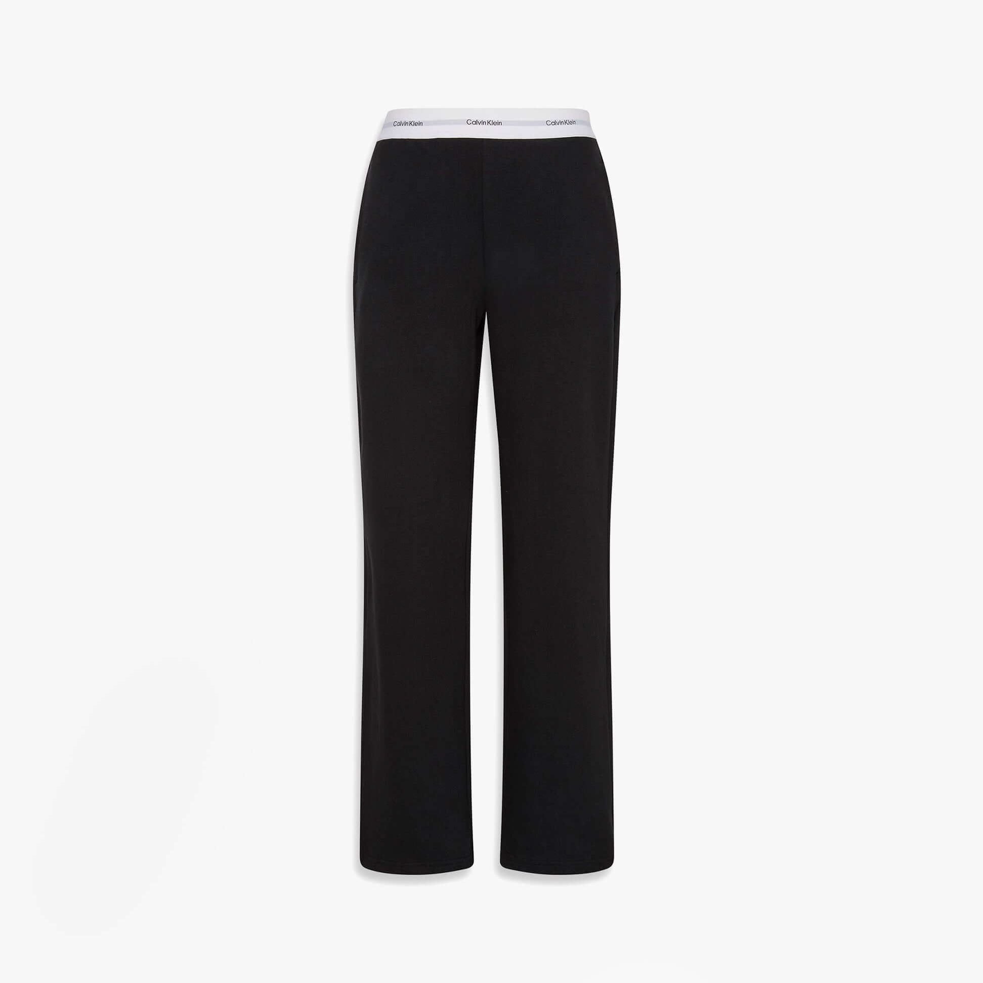 Calvin Klein LOGO JERSEY PANT Womens Black back view showcasing comfortable fit and iconic logo waistband.