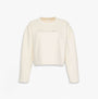 Calvin Klein LS QUILTED SWTSHIRT Womens Sweatshirts Ivory front view showcasing soft ribbed texture and stylish logo.