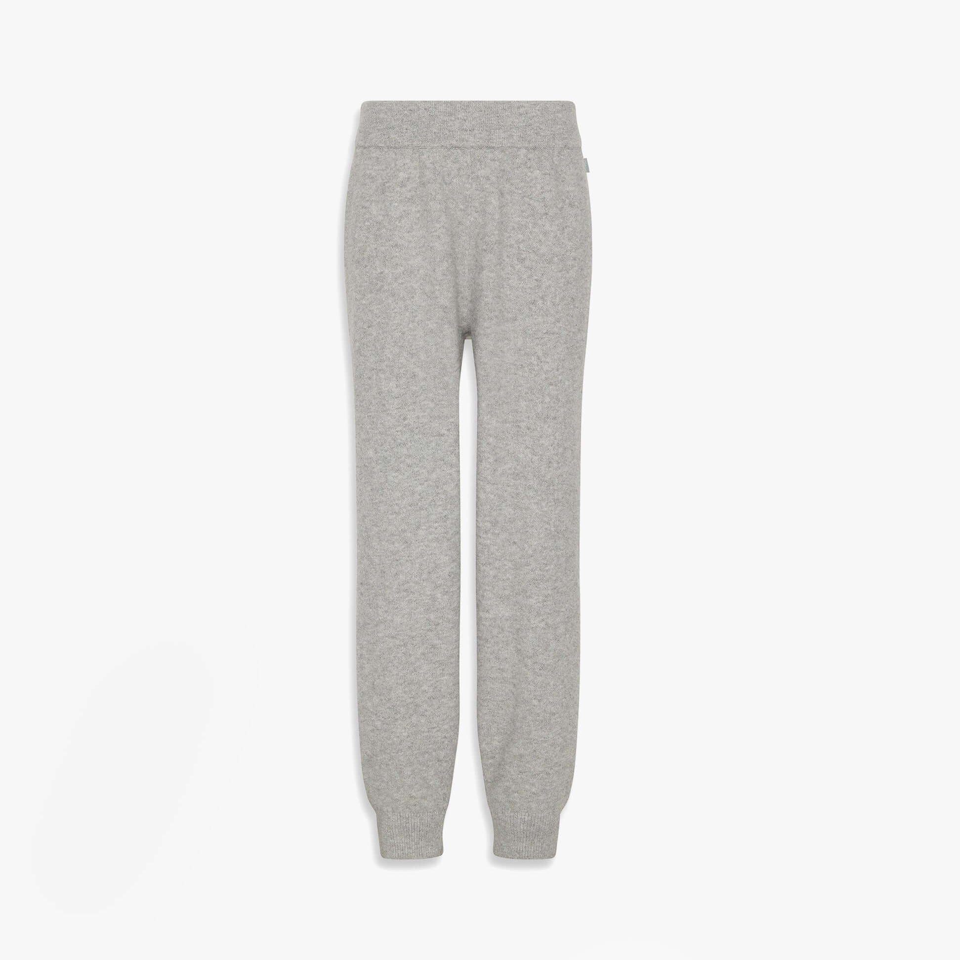 Calvin Klein PLUSH JOGGER. Womens Grey Heather front view showcasing soft fabric and regular fit.