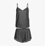 Calvin Klein CAMI SHORT SET Womens Black front view featuring a sleeveless cami top and matching shorts.