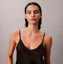 Calvin Klein CAMI SHORT SET Womens Black front view showcasing the sleeveless design and relaxed fit.