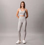 Calvin Klein LEGGING FULL Womens Full length Grey Heather front view, styled with a matching grey top and white sneakers.