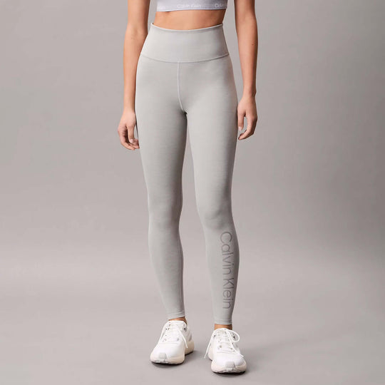 Calvin Klein LEGGING FULL Womens Full length Grey Heather front view, showcasing breathable fabric and stylish design.