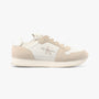 Calvin Klein RUNNER SO LACEUP Mens Trainers Bright White/Eggshell side view featuring suede and polyester materials.