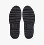 Calvin Klein EVA MID CHELSEA BOOTS Mens Triple Black bottom view showing tread and logo design on rubber sole.