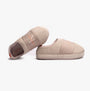 Calvin Klein HOME MONO Mens Slipper Beige side view showcasing lightweight pull-on design and faux fur lining.