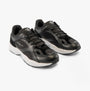 Calvin Klein RETRO TENNIS Mens Trainers Black/Black/Eggshell side view, casual lace-up trainers with leather and polyester upper.