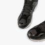 Calvin Klein RETRO TENNIS Mens Trainers Black/Black/Eggshell top view highlighting the lace-up closure and sleek leather design.