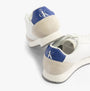 Calvin Klein RETRO RUNNER LOW MIX Mens Trainers Bright White/Sapphire Blue rear view showcasing suede and leather design.
