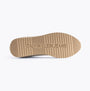 Calvin Klein RETRO RUNNER LOW MIX Mens Trainers Creamy White/Eggshell/Khaki sole view with embossed CALVIN KLEIN JEANS logo.