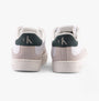 Calvin Klein CLASSIC CUPSOLE ICON Mens Trainers Bright White/Green Palm rear view showcasing suede and textile materials.