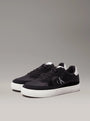 Calvin Klein CLASSIC CUPSOLE ICON Mens Trainers Black/Bright White side view showing lace-up closure and round toe.