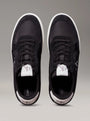 Calvin Klein CLASSIC CUPSOLE ICON Mens Trainers Black/Bright White top view with lace-up closure and round toe.