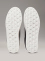 Calvin Klein CLASSIC CUPSOLE ICON Mens Trainers Black/Bright White underside view showing rubber sole pattern.