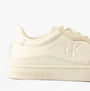 Calvin Klein CLASSIC CUPSOLE Mens Trainers Turtle Dove/Eggshell side view showing leather upper and branding details.