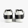 Calvin Klein CLASSIC CUPSOLE Mens Trainers Black/Bright White rear view showcasing leather upper and low top design.