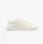 Calvin Klein LOW PROFILE CUPSOLE Mens Trainers Triple Bright White side view showcasing leather upper and round toe design.