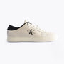 Calvin Klein CLASSIC CUPSOLE Womens Trainers Bright White/Black side view with leather upper and black accents.