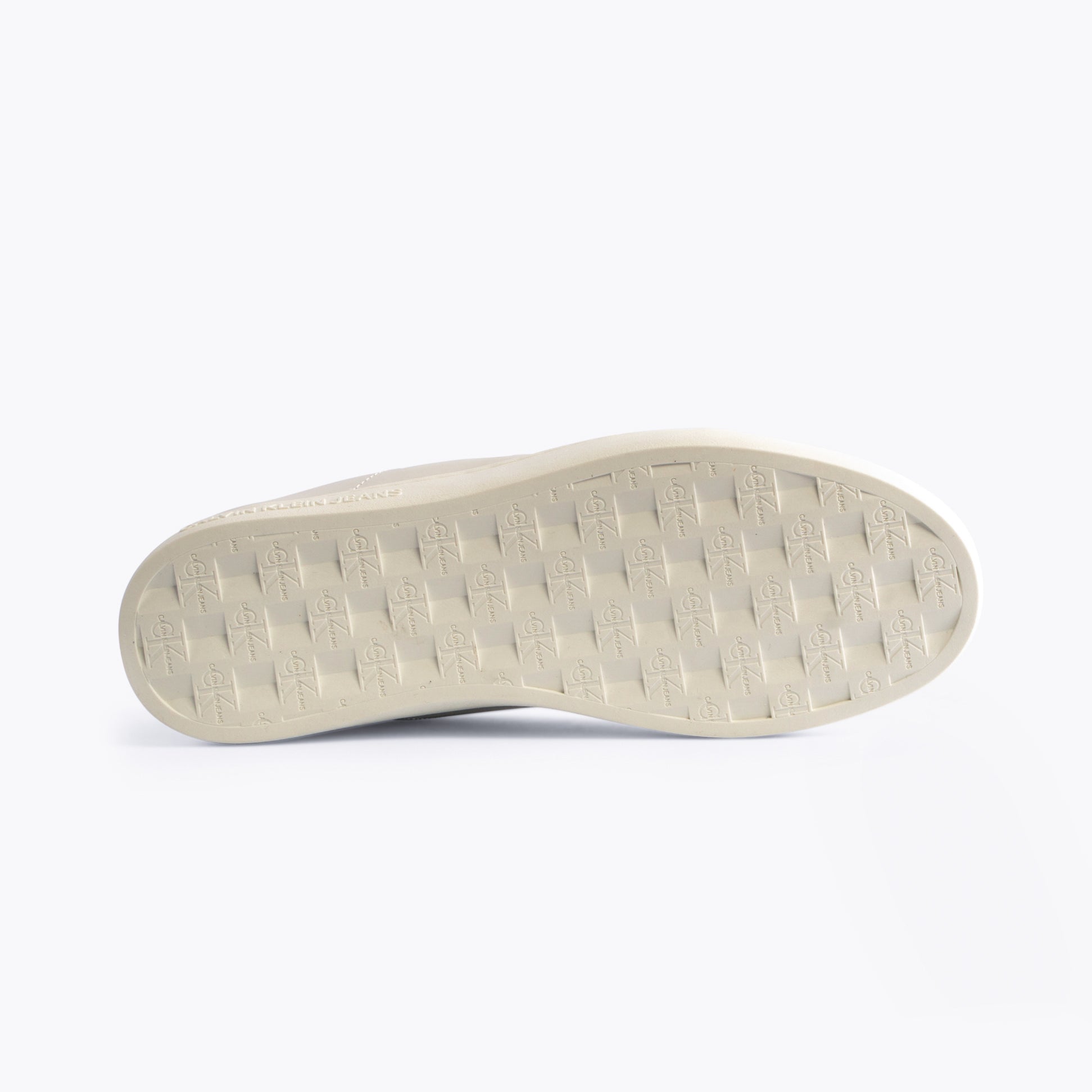 Calvin Klein CLASSIC CUPSOLE Womens Trainers Bright White/Black bottom view, showing sole detail and traction pattern.