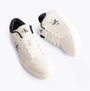 Calvin Klein CLASSIC CUPSOLE Womens Trainers Bright White/Black side view showing leather upper and lace-up closure.