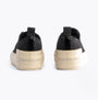 Calvin Klein BOLD VULCANISED Womens Trainers Black/Creamy White back view showcasing logo and design details.
