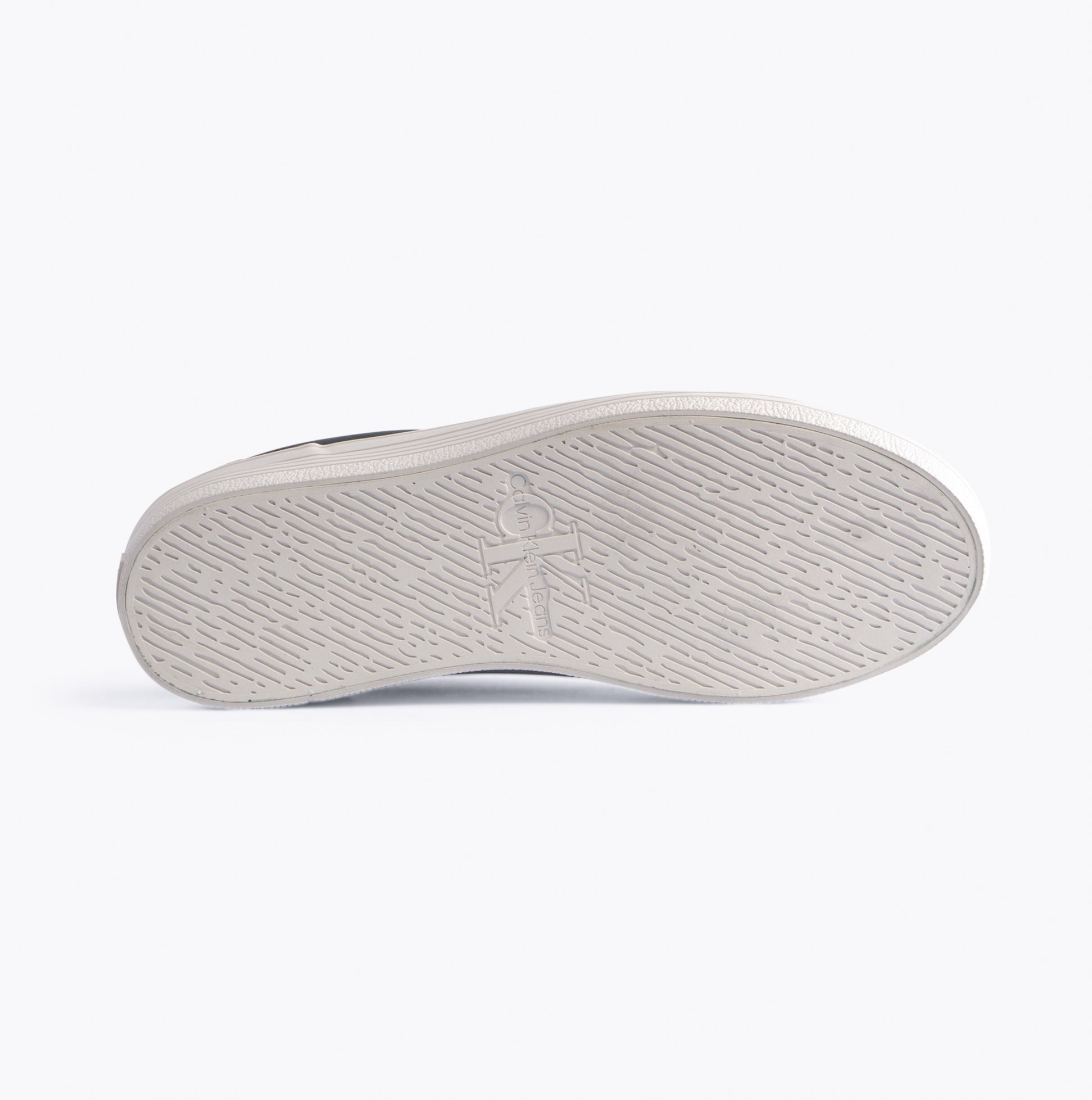 Calvin Klein FLATFORM LACEUP Womens Trainers Black/Bright White bottom view showing sole design and texture.