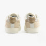 Calvin Klein CLASSIC CUPSOLE Womens Trainers Bright White/Travertine/W Pink back view showcasing leather and suede materials.