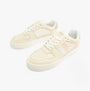 Calvin Klein CLASSIC CUPSOLE Womens Trainers Bright White/Travertine/W Pink, side view, casual lace-up trainers with leather and suede upper.