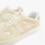 Calvin Klein CLASSIC CUPSOLE Womens Trainers Bright White/Travertine/W Pink side view showing lace-up closure and logo detail.