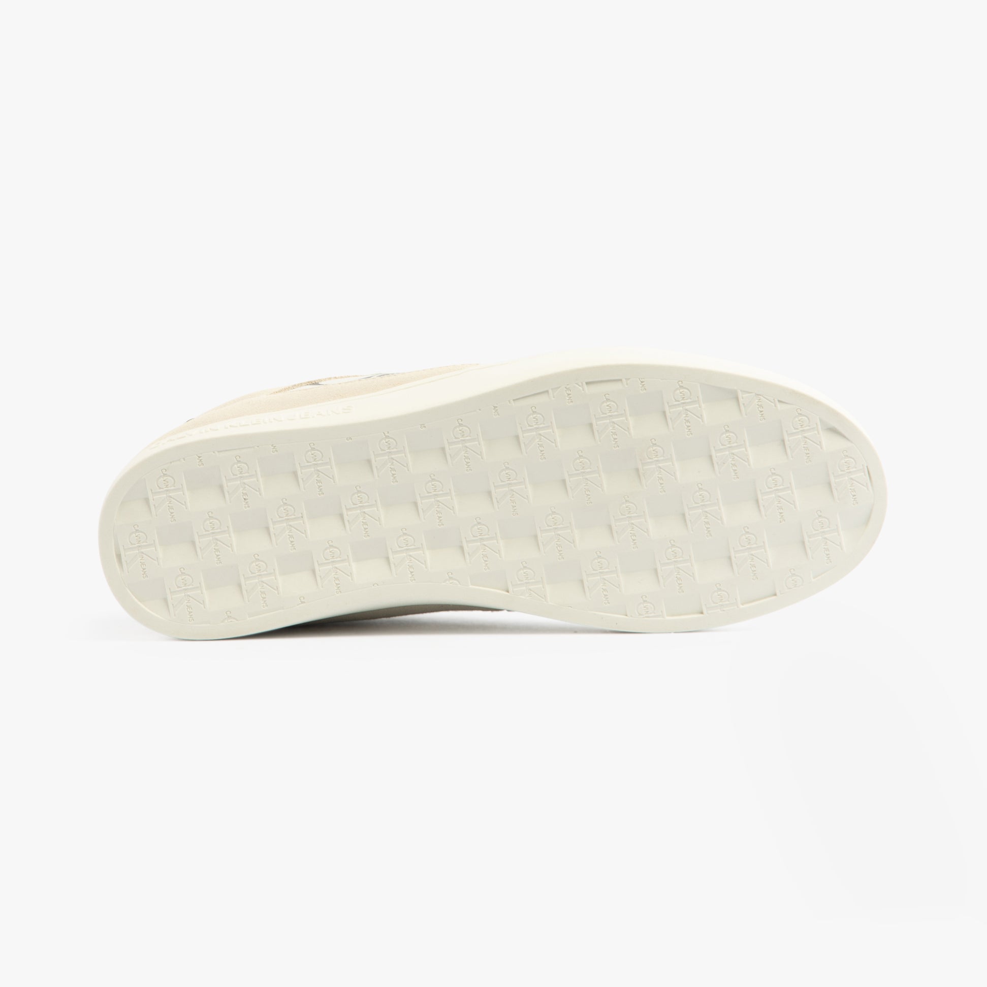 Calvin Klein CLASSIC CUPSOLE Womens Trainers Bright White/Black bottom view showing rubber sole texture.