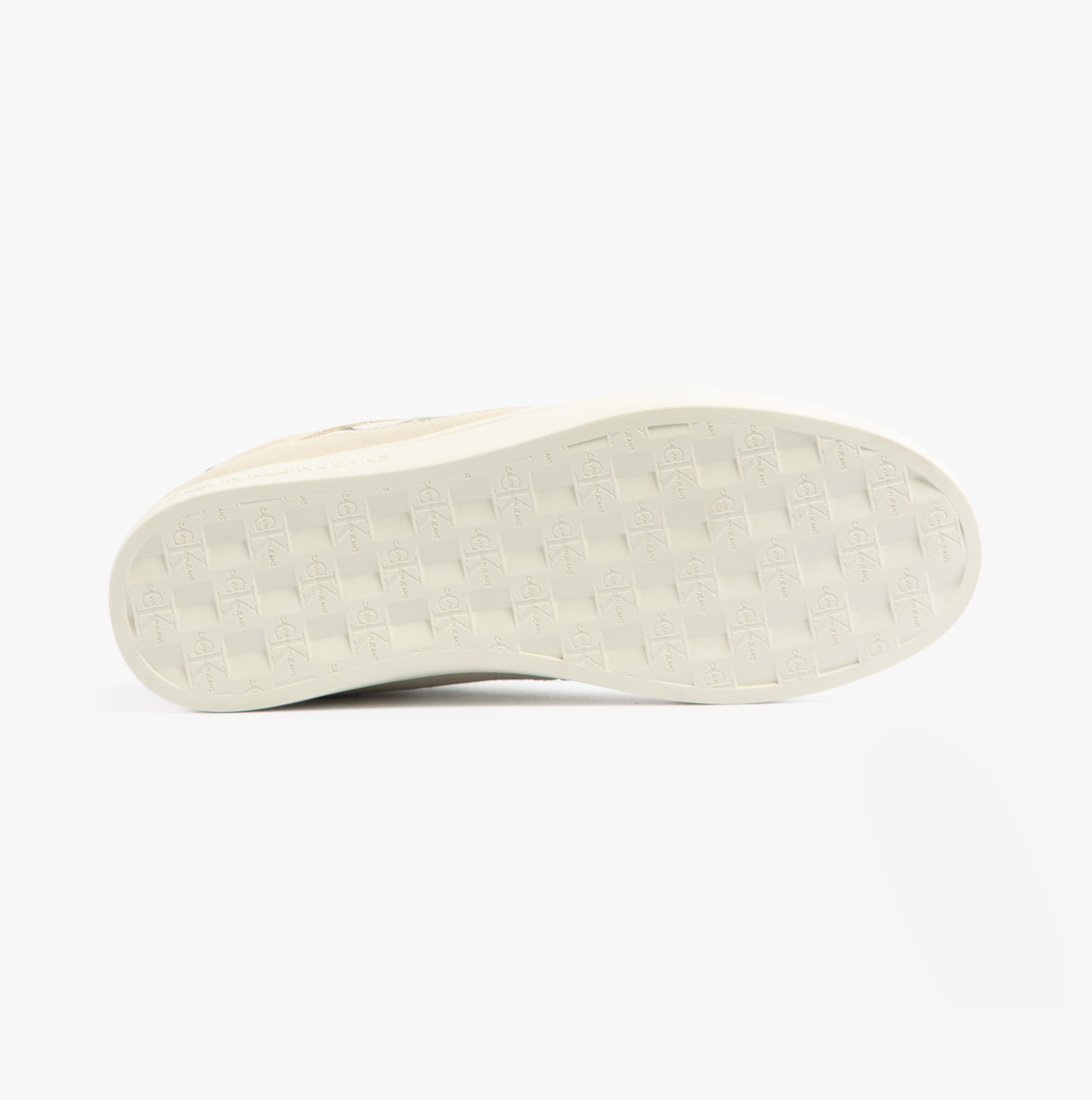 Calvin Klein CLASSIC CUPSOLE Womens Trainers Bright White/Black bottom view showing rubber sole texture.