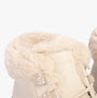 Calvin Klein BOLD PLATFORM LOW LACE UP Womens Trainers Eggshell/Savannah Tan detail view with fur lining.