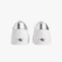 Calvin Klein BOLD VULCANISED FLATFORM Womens Trainers Bright White/Silver back view showcasing silver detailing.