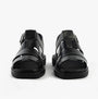 Calvin Klein LEATHER FISHERMAN Womens Sandals Triple Black back view, showcasing the leather straps and buckle closure.