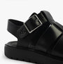 Calvin Klein LEATHER FISHERMAN Womens Sandals Triple Black side view highlighting buckle and leather detail.