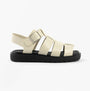Calvin Klein LEATHER FISHERMAN Womens Sandals Turtle Dove/Black side view showcasing the leather upper and buckle detail.
