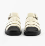 Calvin Klein LEATHER FISHERMAN Womens Sandals Turtle Dove/Black rear view showcasing the sleek leather design and buckle.