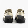 Calvin Klein LEATHER FISHERMAN Womens Sandals Turtle Dove/Black rear view showcasing the buckle closure and flat sole.