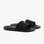 Calvin Klein MONOGRAM Womens Slides Triple Black side view showcasing the slip-on design and lightweight comfort.