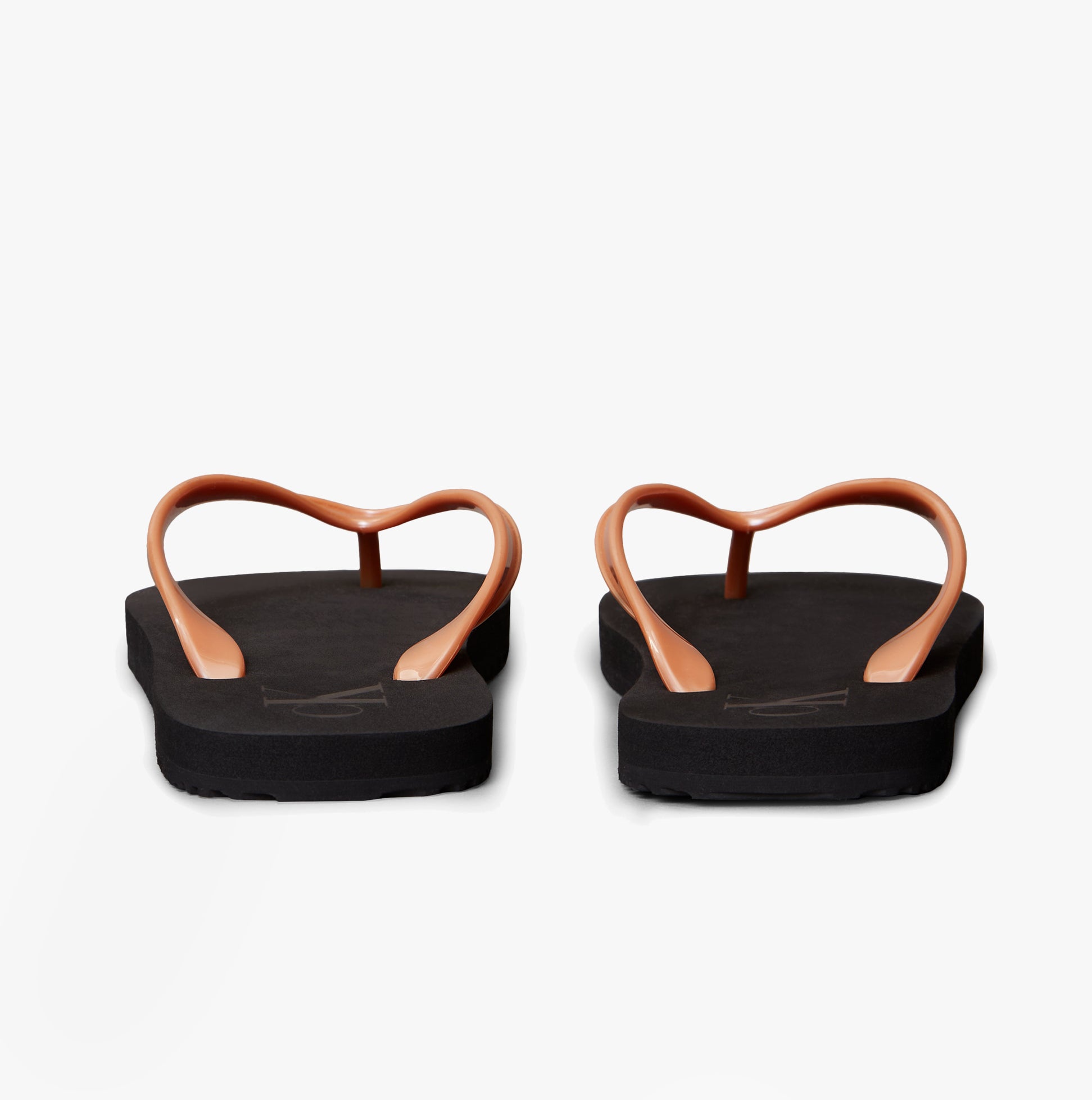 Calvin Klein BEACH SANDAL MONOLOGUE Womens Flip Flops Black/Dusty Coral back view showing the unique design and comfortable fit.