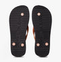Calvin Klein BEACH SANDAL MONOLOGUE Womens Flip Flops Black/Dusty Coral bottom view showcasing tread and brand logo.