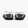 Calvin Klein BEACH SANDAL MONOLOG Womens Sandals Black/Cloud Blue back view highlighting the flat design and strap details.