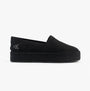 Calvin Klein FLATFORM Espadrille Womens Canvas & Plimsolls Triple Black side view with platform sole.