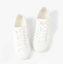 Calvin Klein VULC FLATFORM LOW Womens Trainers Triple Bright White top view showing lace-up closure and round toe design.